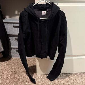 YITTY Black Cropped Hoodie with Drawstring